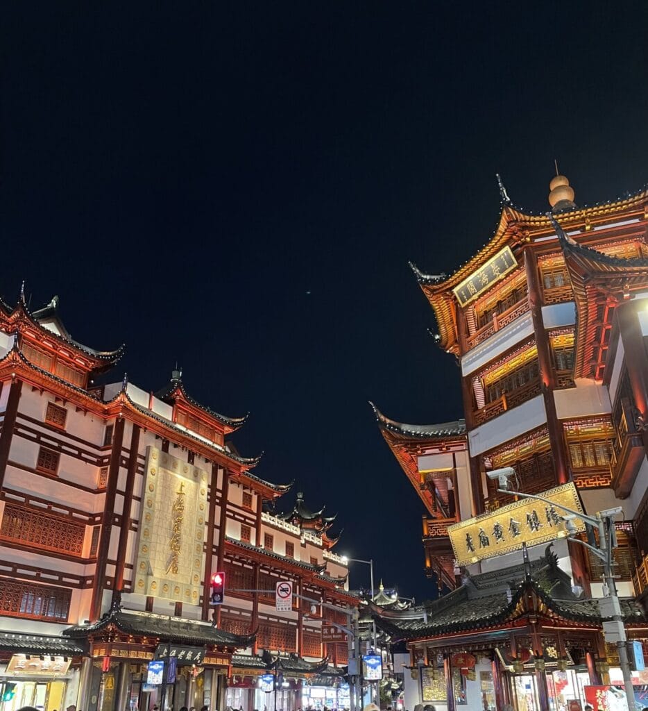 上海 豫園 外観 建物 夜