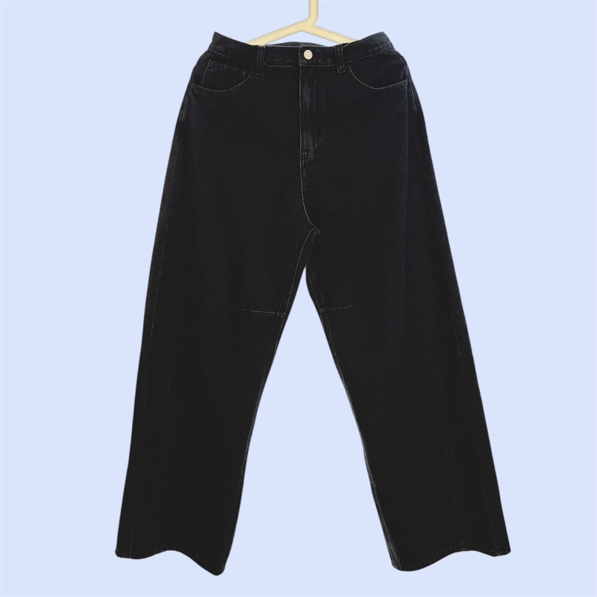 【anyway.シリーズ】立体カーブ バレルレッグ ワイドデニム(速乾)〈