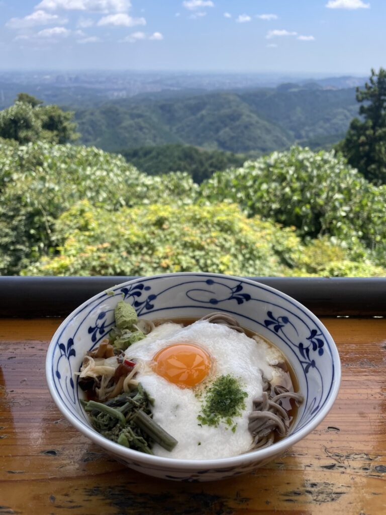 山の景色ととろろ山菜蕎麦