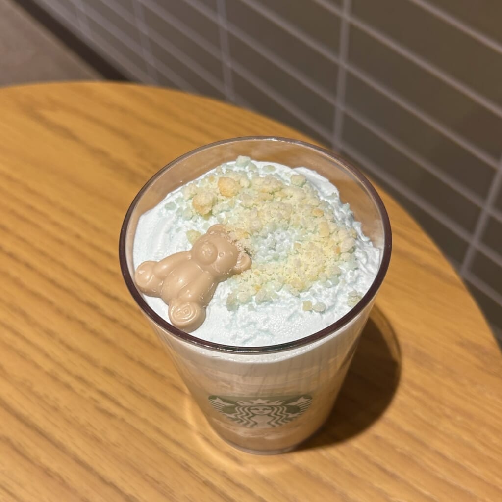 ピケ モコ ブーケ & ティー ラテ 水色ムースとクマチョコが可愛い