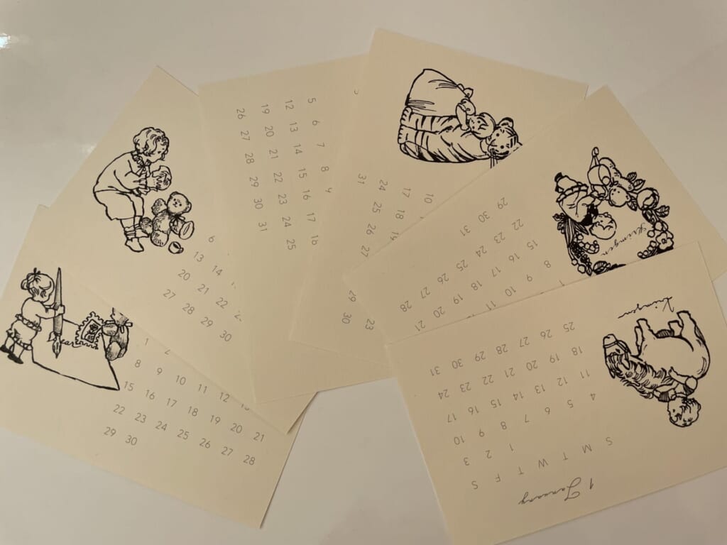 6枚の絵柄入りカレンダー