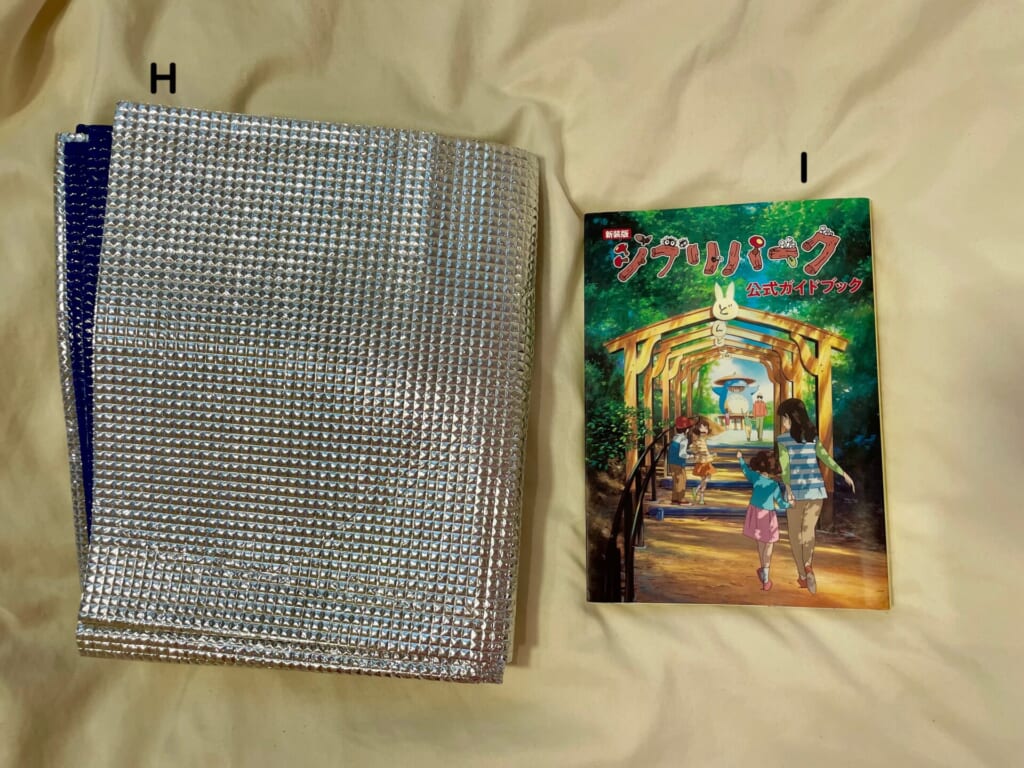 HとIの持ち物を並べている