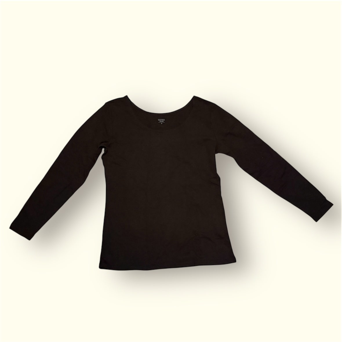 極暖ヒートテックコットンUネックT/8分袖 BLACK