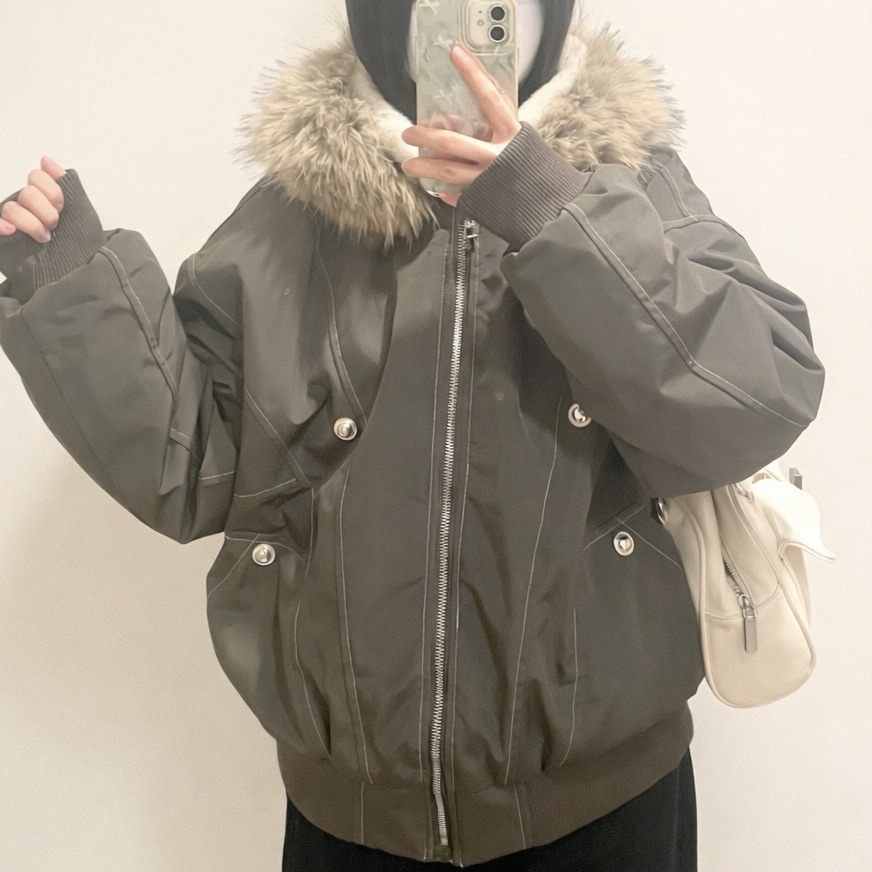 FOLLOWIN【ファー取り外し可能】 2WAYファーフードジャケット