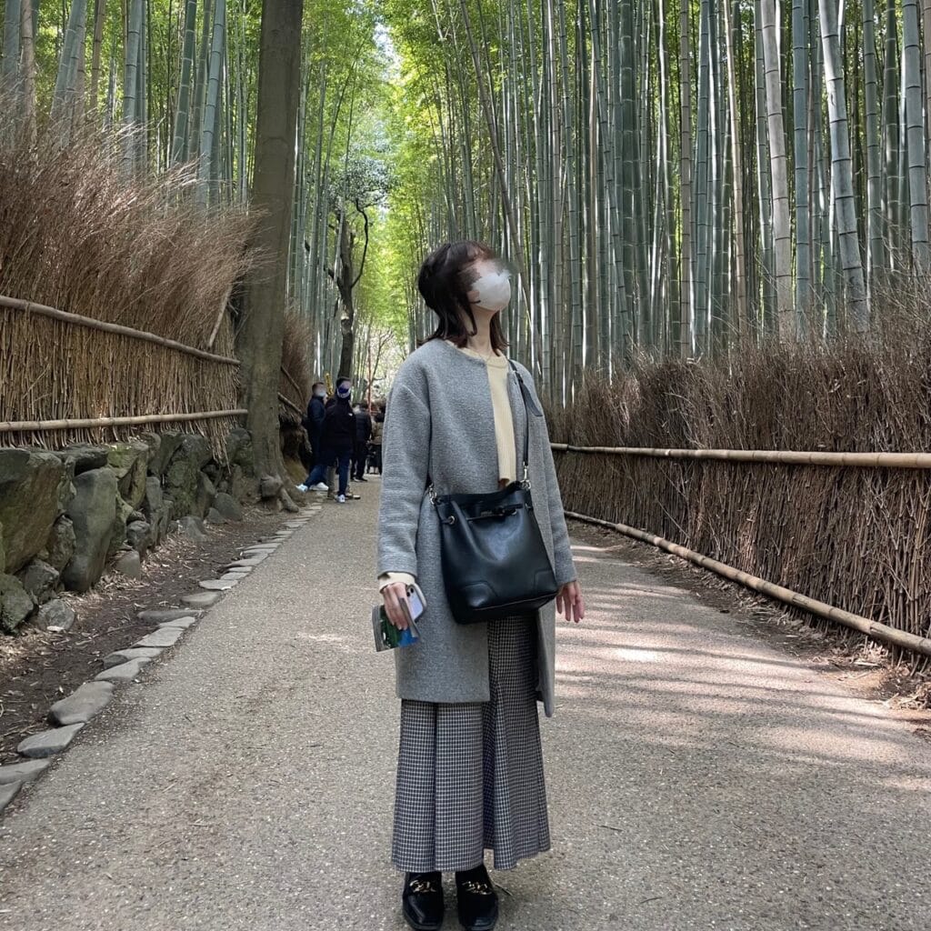 大学生の京都へ旅行に行く日のコーデ