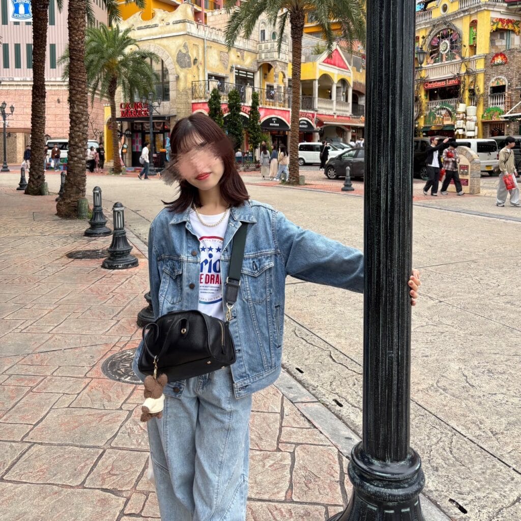 オリオンビールTシャツを使ったデニムオンデニムコーデ