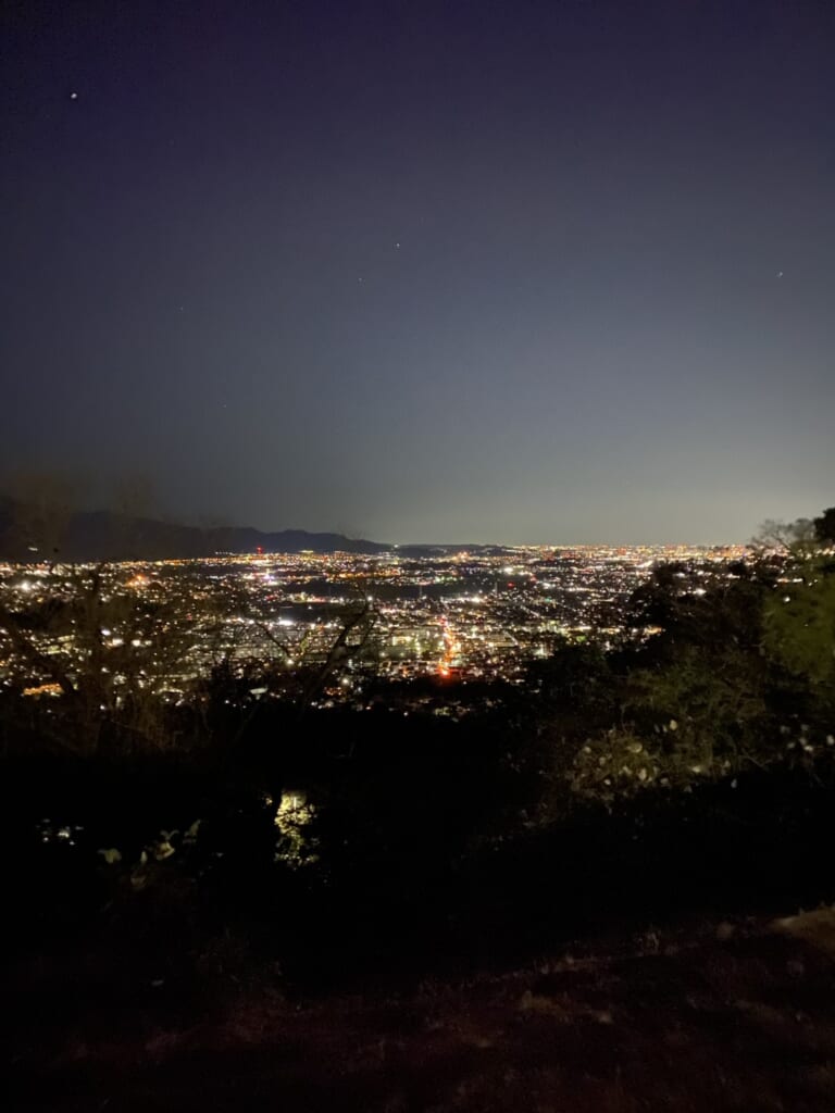 湘南平から見える夜景。山から見下ろす住宅街の光
