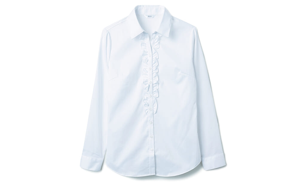 洋服の青山の白フリルブラウス