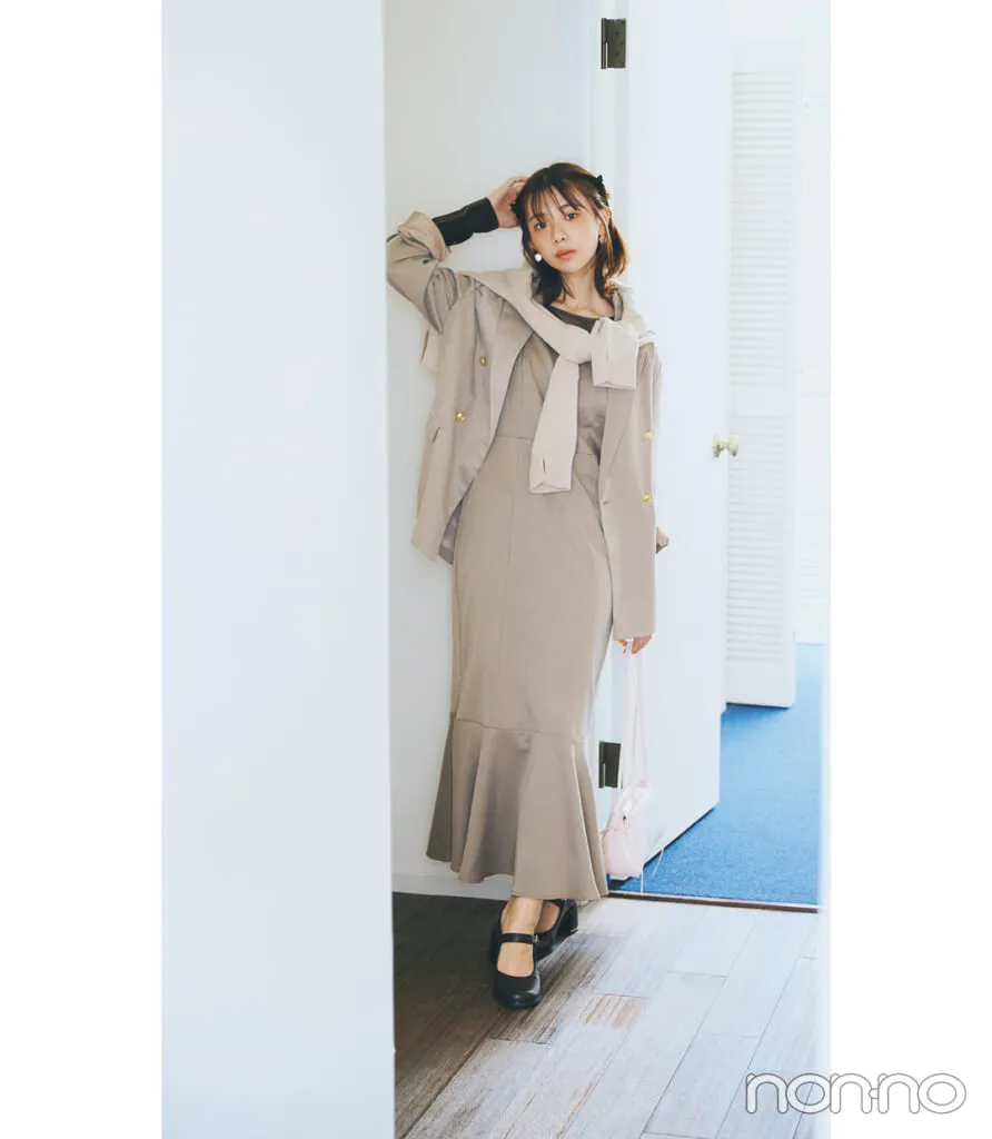 菊地姫奈の大学生の一週間コーデ 金曜日のワンピーススタイル