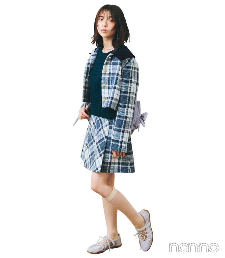 菊地姫奈がジル バイ ジルスチュアートのジャケットセットアップを着回し1