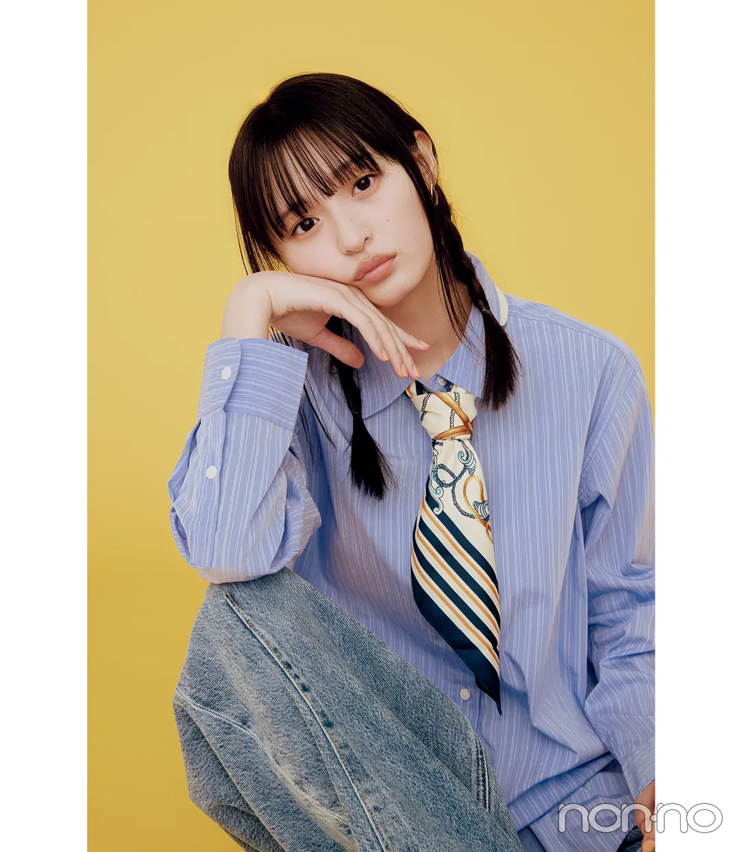 遠藤さくらの大学生の一週間コーデ、金曜日のデニムスタイル