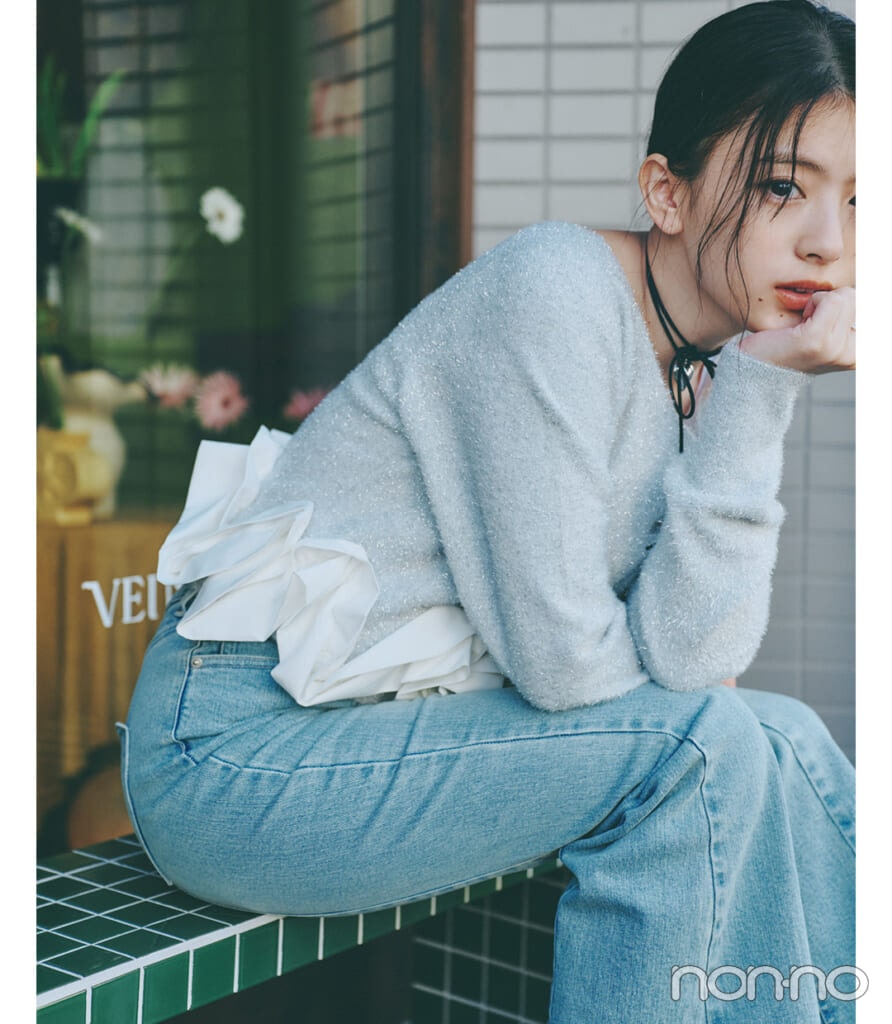 出口夏希デニム×花びらトップスモデルカット2-2