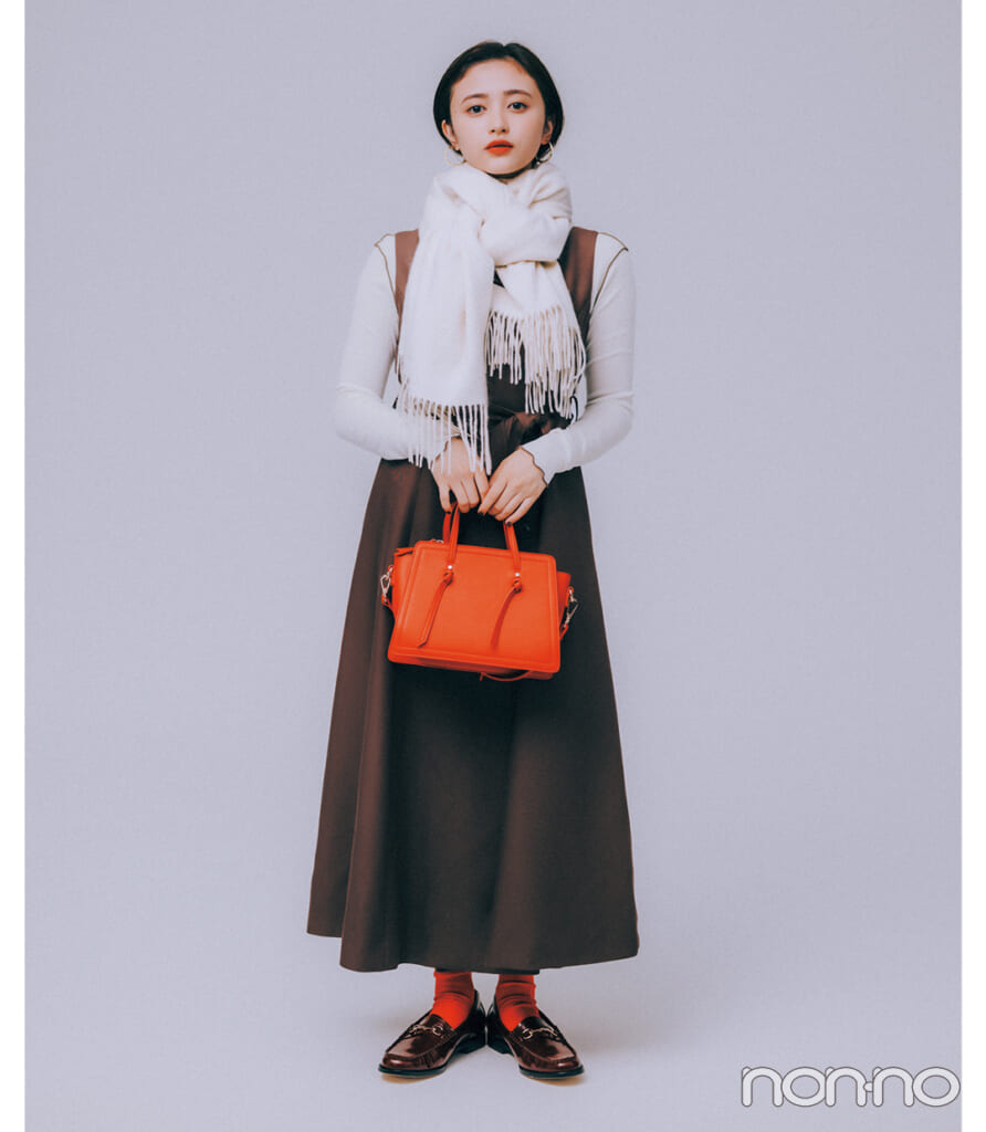 井上和の大学生1週間コーデ、日曜日のワンピーススタイル