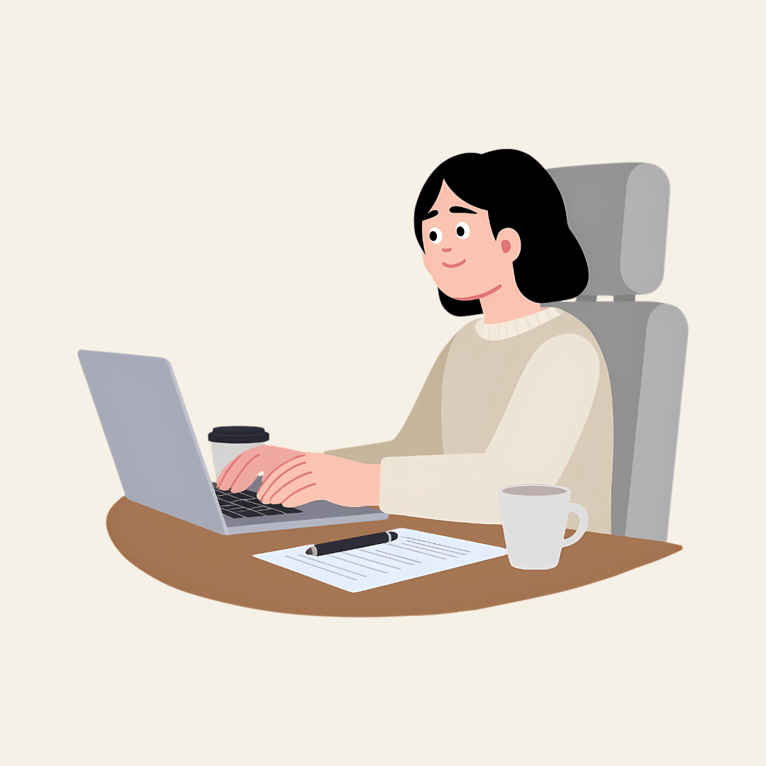 ペンとメモを机に置いて仕事をする社会人