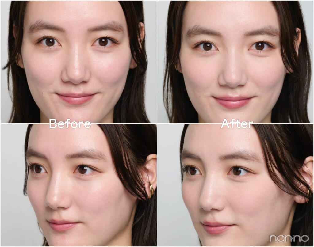 b idol「ふわほっぺチーク 01」のBefore＆After