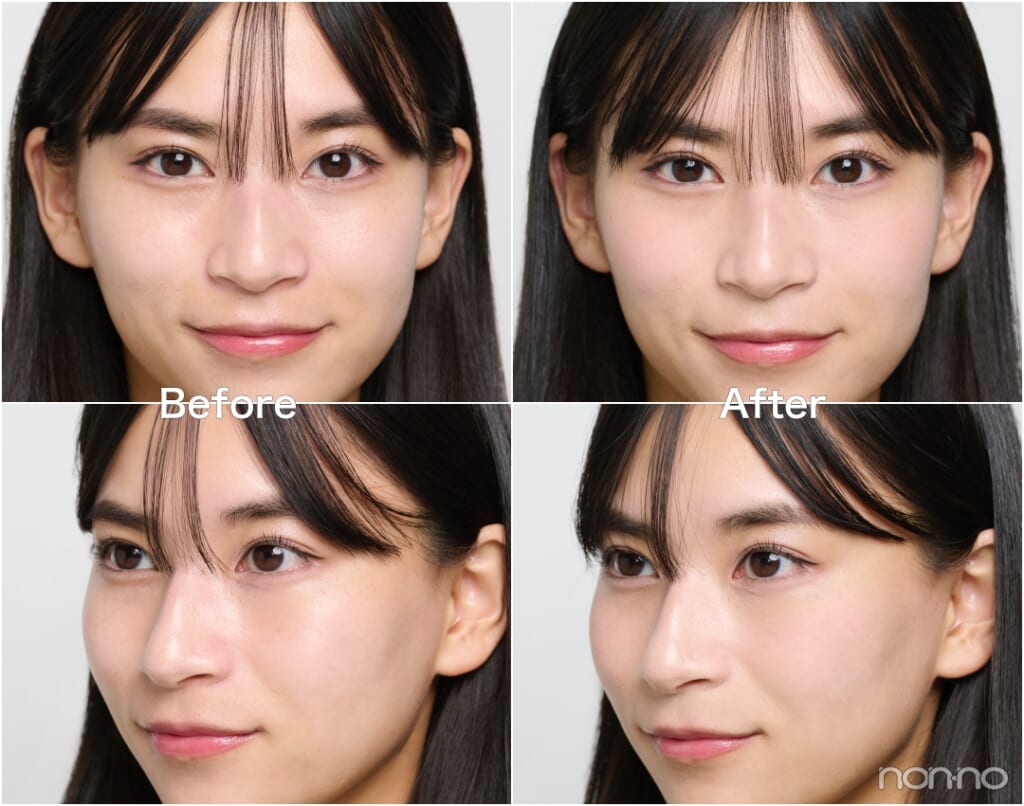 b idol「ふわほっぺチーク 01」のBefore＆After