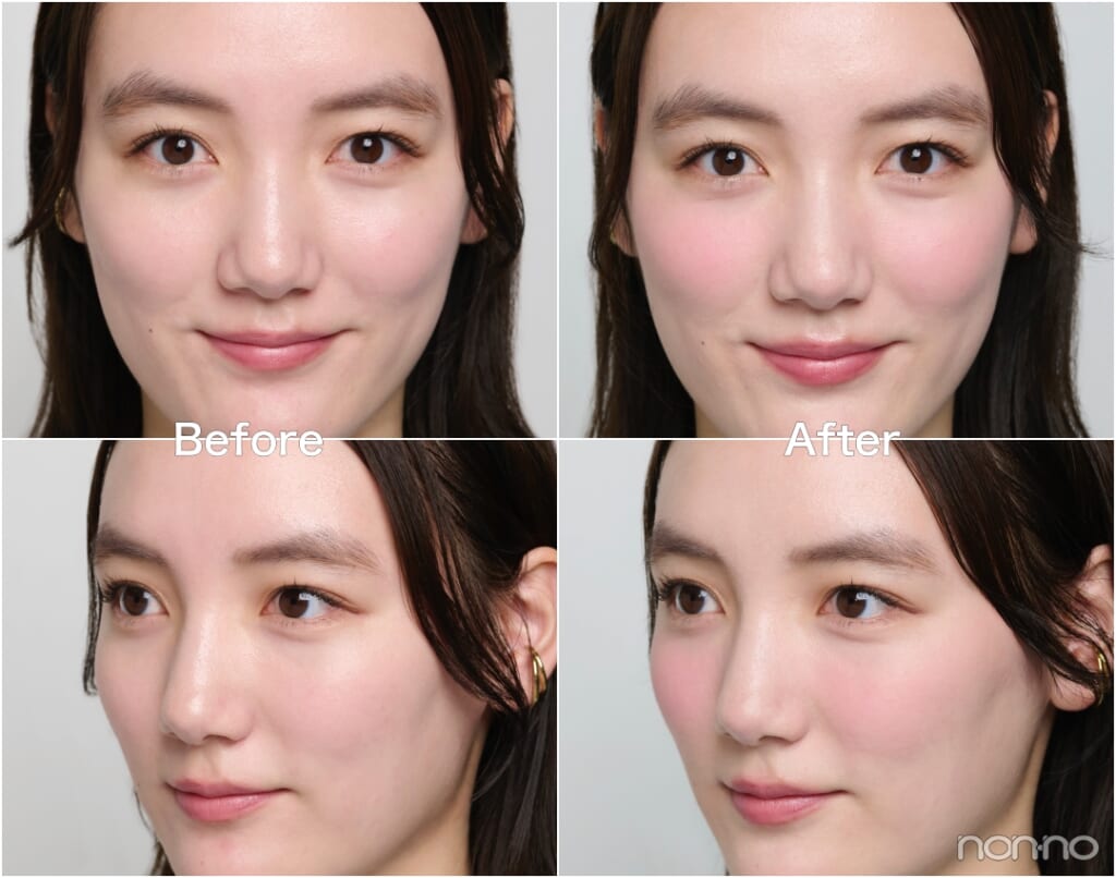 b idol「ふわほっぺチーク 02」のBefore＆After