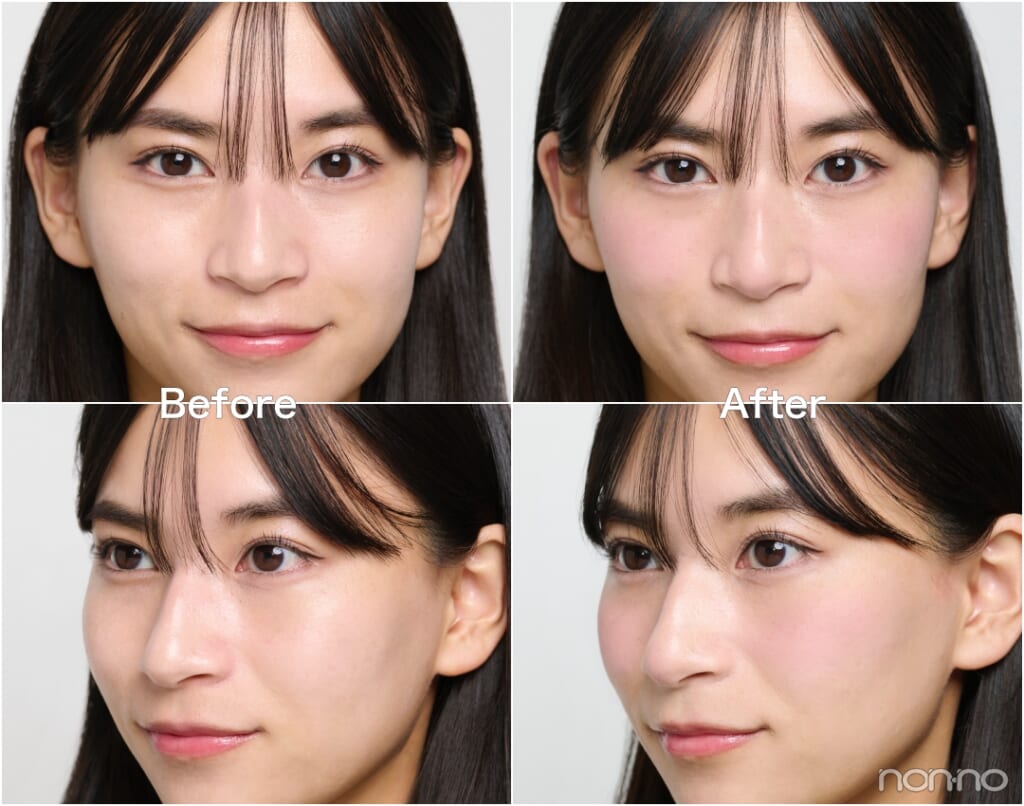 b idol「ふわほっぺチーク 03」のBefore＆After