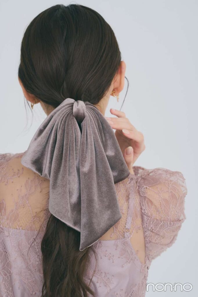 ベロアリボンを付けた後ろ姿