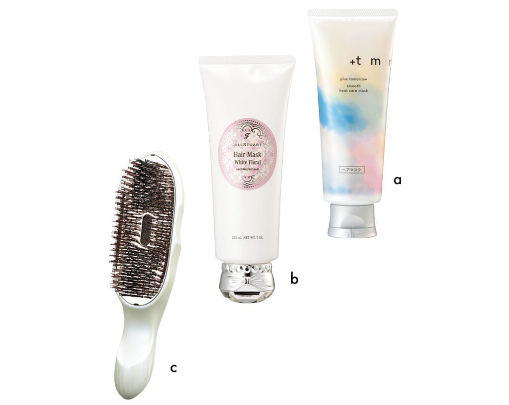 + t m r スムース ヒートケアマスク、ホワイトフローラル ヘアマスク、リファイオンケアブラシプレミアム