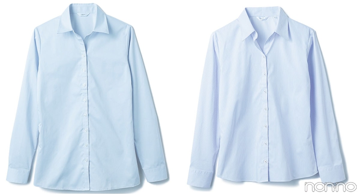 大学入学式の女性のスーツにおすすめのブルーのスキッパーブラウス　洋服の青山（&ress）