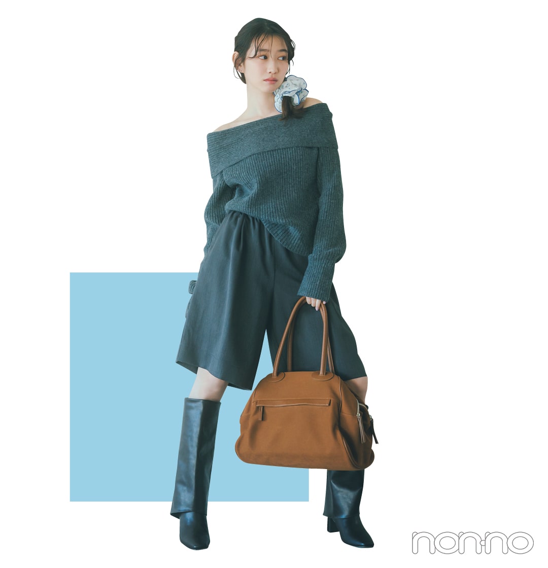 岡本夏美の冬服を使った春スイッチコーデ4-3