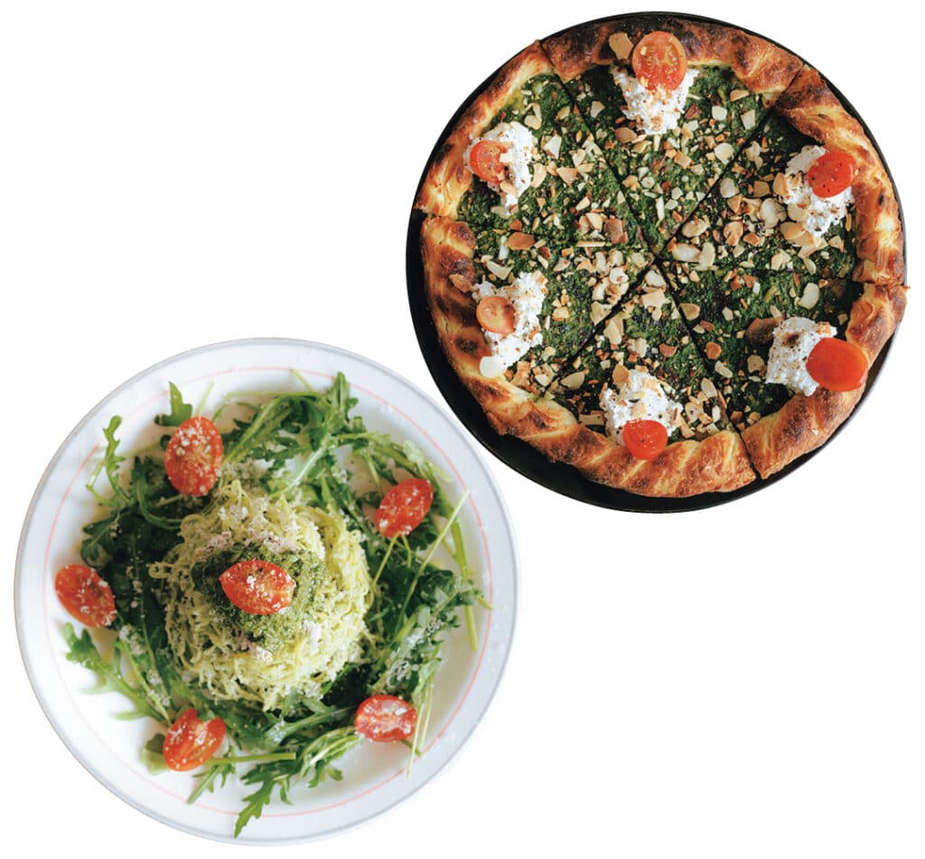 バジルペーストを使ったピザやパスタ