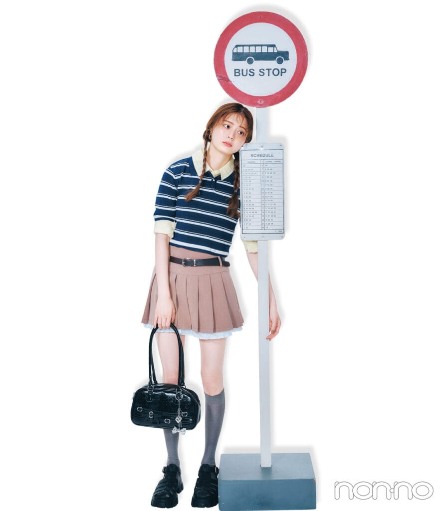 紺野彩夏のGRL（グレイル）　ショートシャツコーデ