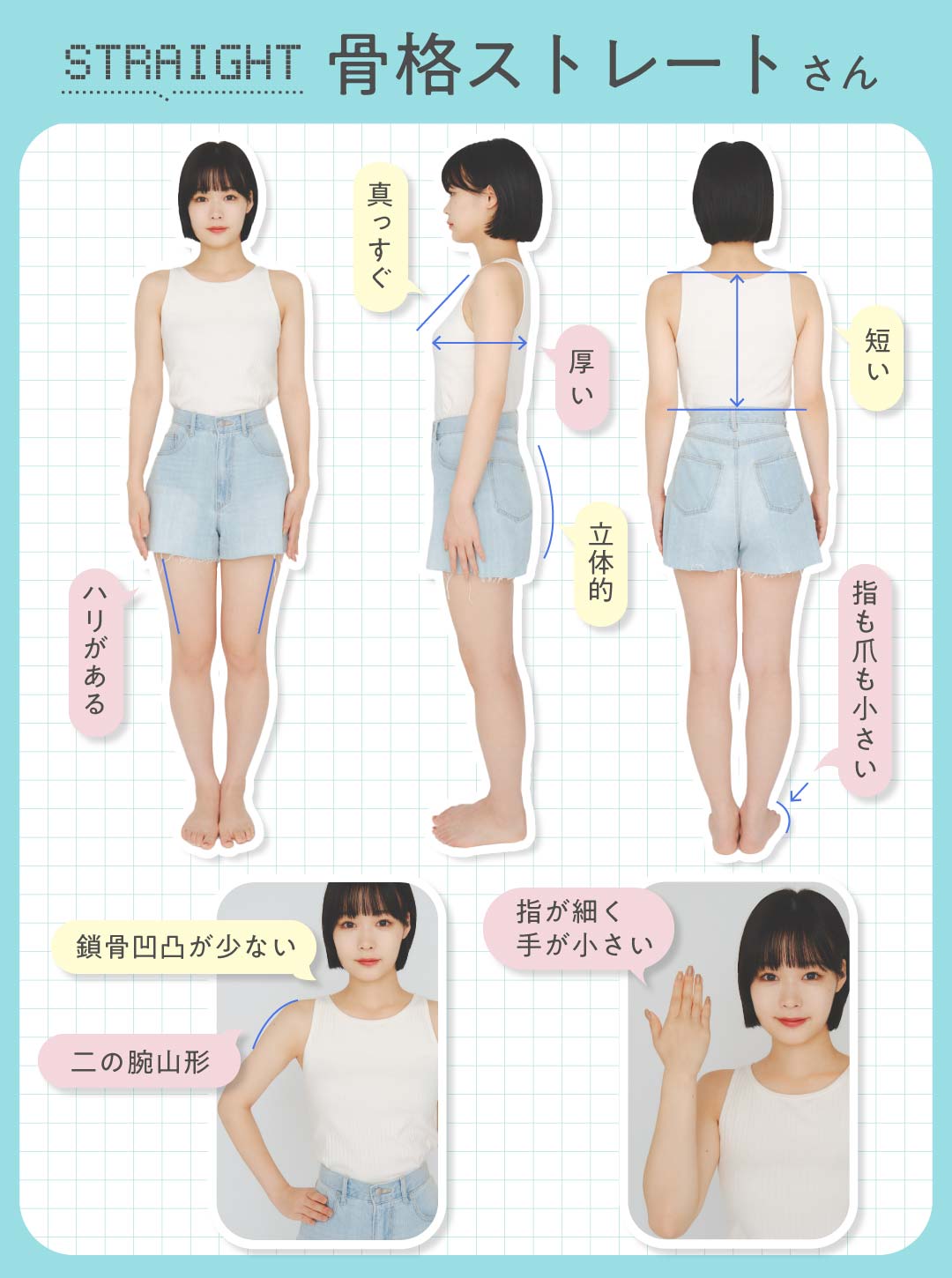 チャートで簡単骨格タイプ診断! ストレート・ウェーブ・ナチュラルそれぞれの特徴は? | コーディネート | non-no web