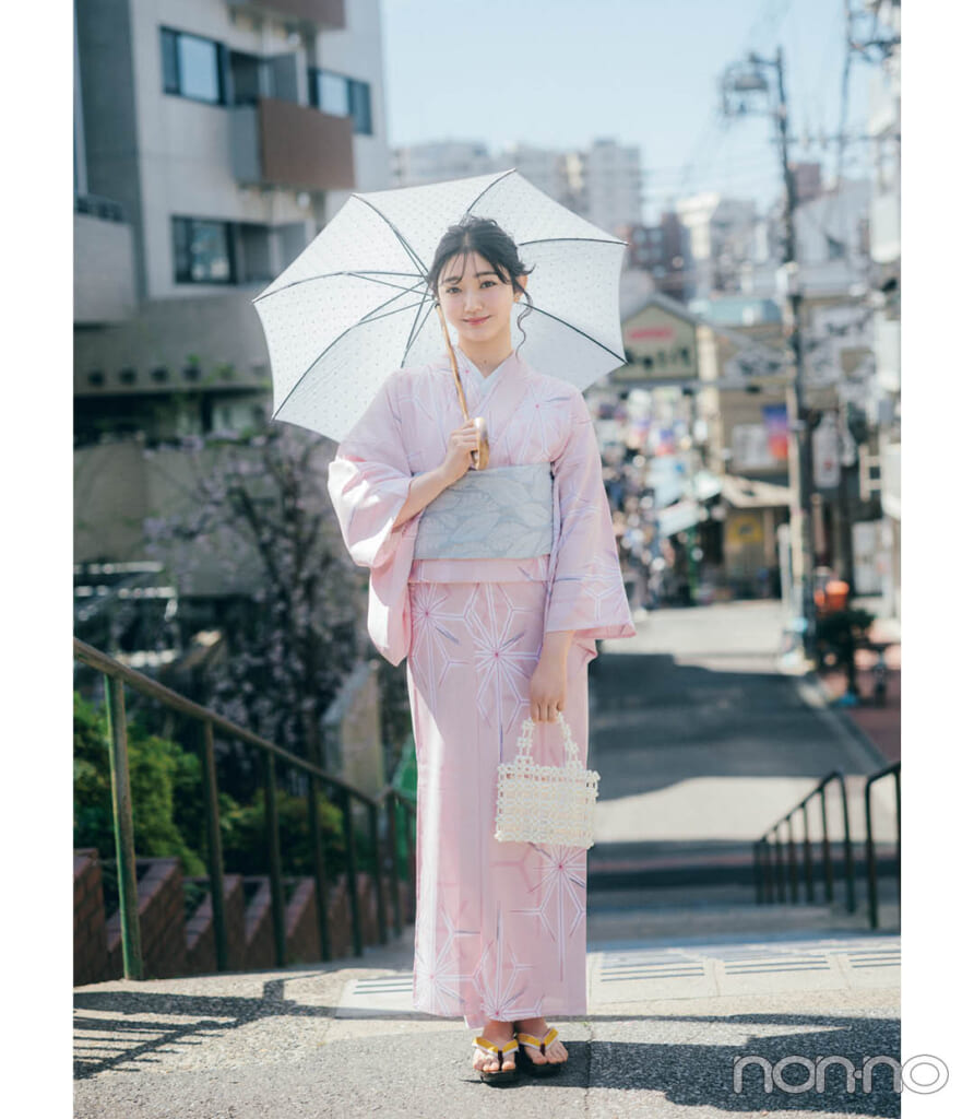 小宮山莉渚の下町散策デートの浴衣コーデ