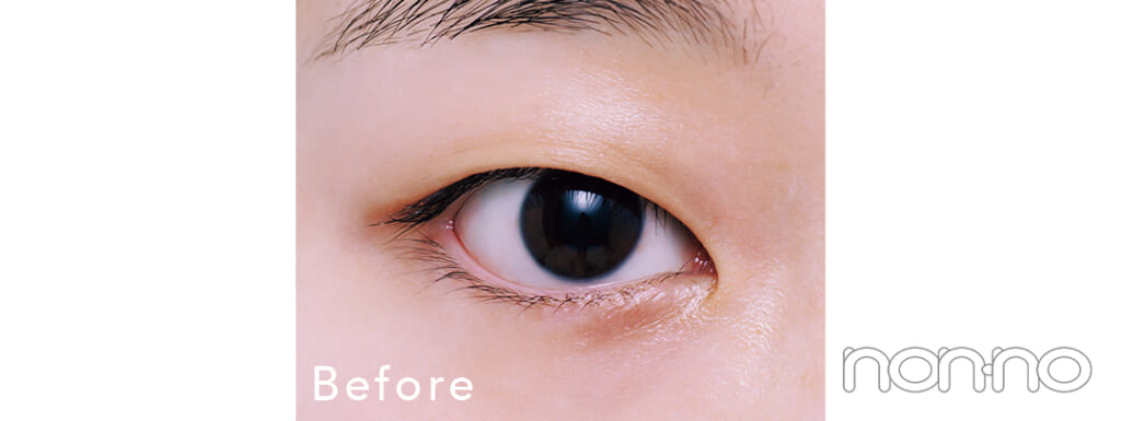 月山京香の盛れるアイメイク2一重・奥二重beforeカット