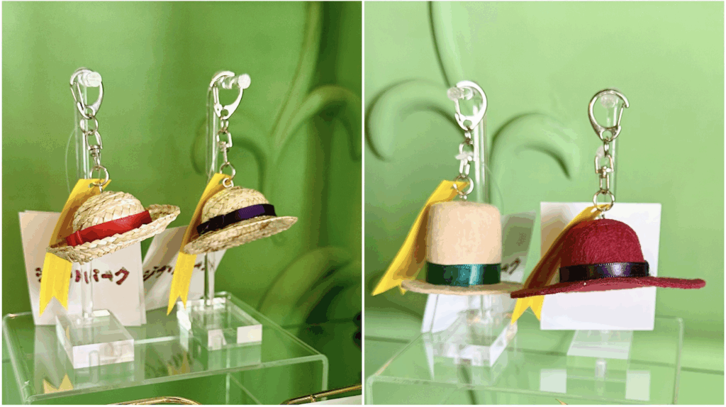 ジブリパーク「魔女の家」のショップ「ハッター帽子店」1階で買えるおすすめオリジナルグッズやお土産:『ハウルの動く城』キャラクターの帽子マスコットキーホルダー