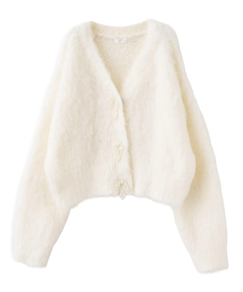 リリアン カラットのオフホワイトのシャギーカーディガン