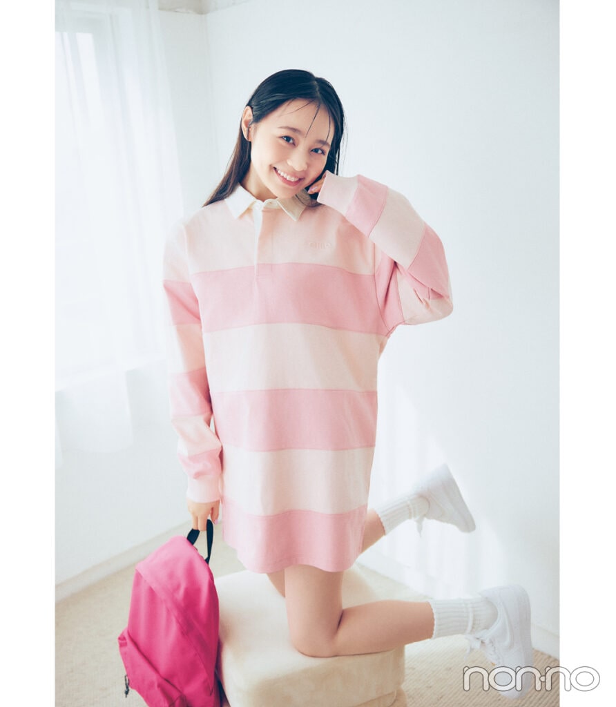 林芽亜里のラガーミニワンピコーデ