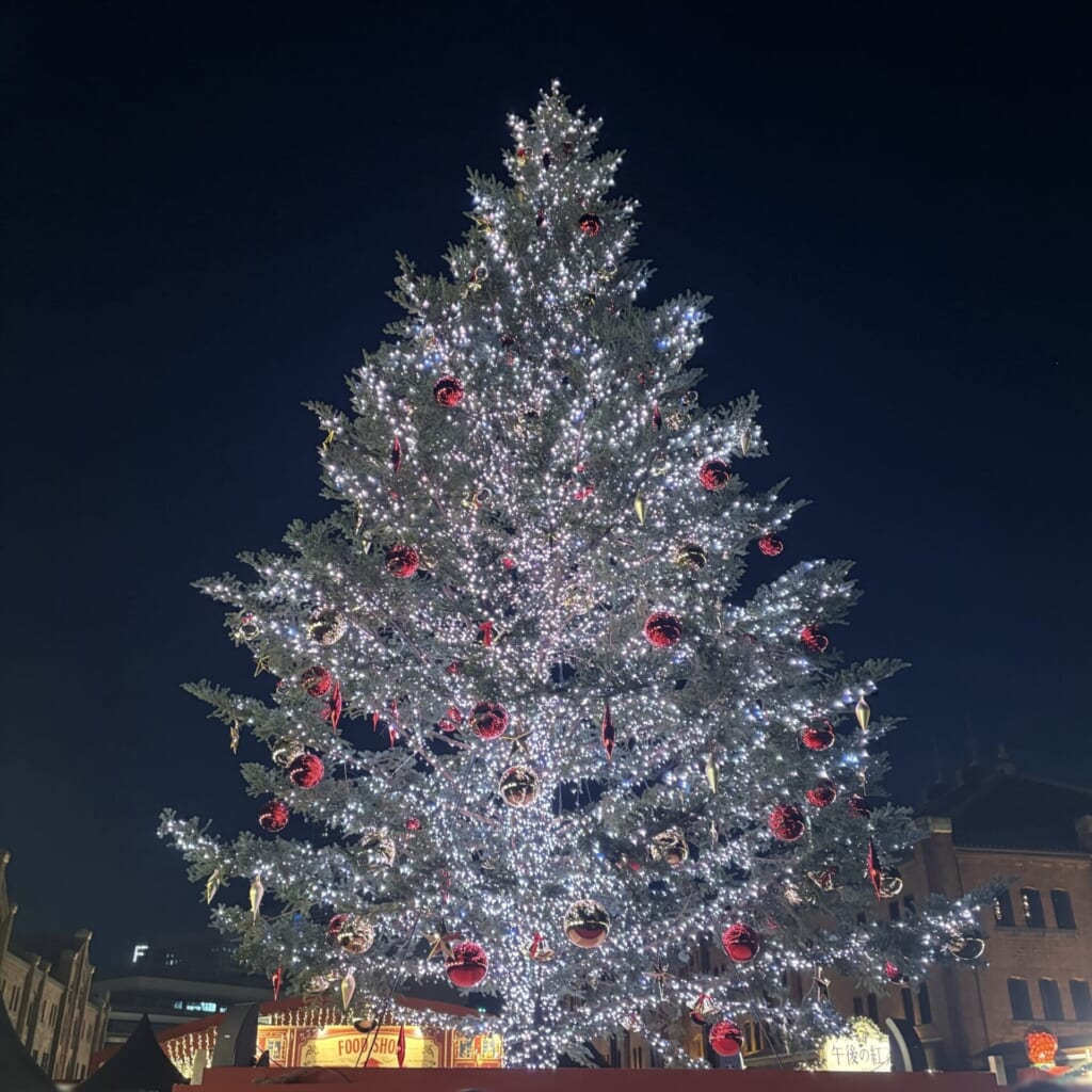 中央にある大きなクリスマスツリー