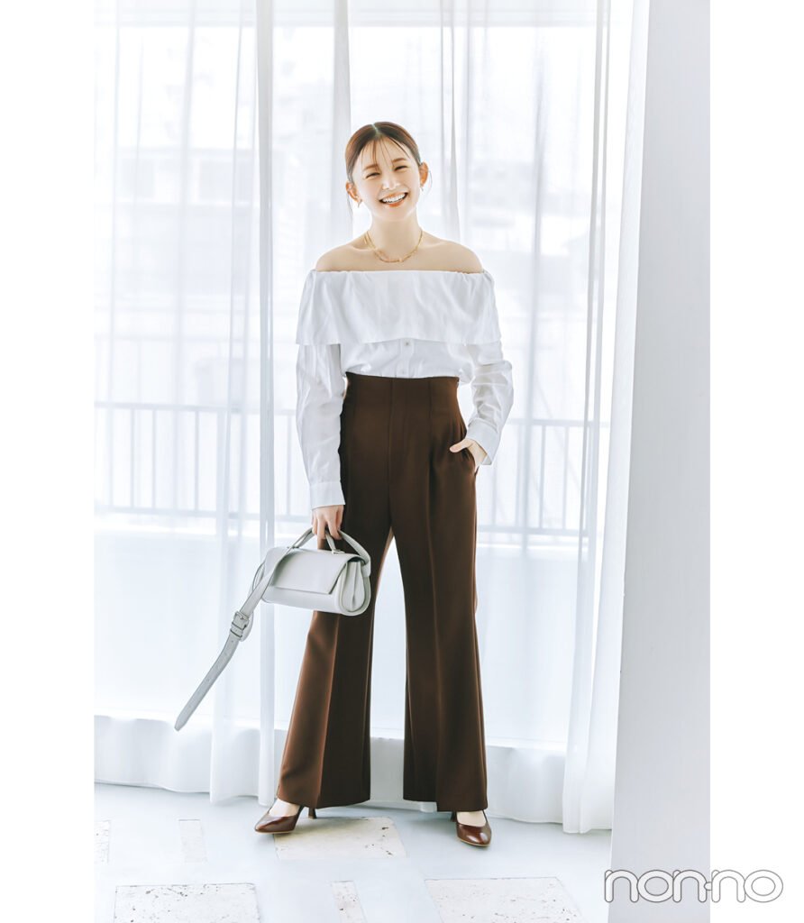 久間田琳加の秋チョコブラウンコーデモデルカット1-3