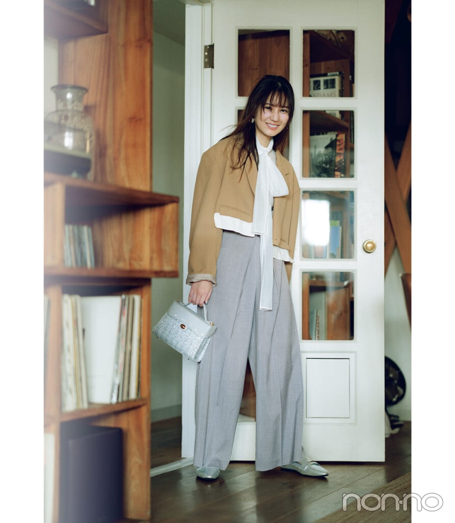 【春コーデ】ボウタイブラウス×ジャケット＆パンツ