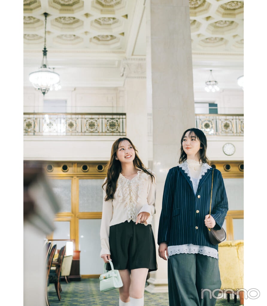 明治安田CAFE 丸の内に行く日のスデコラなレースアイテムコーデ1