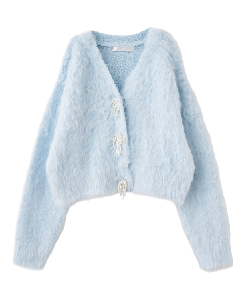 リリアン カラットのブルーのジャギーカーディガン