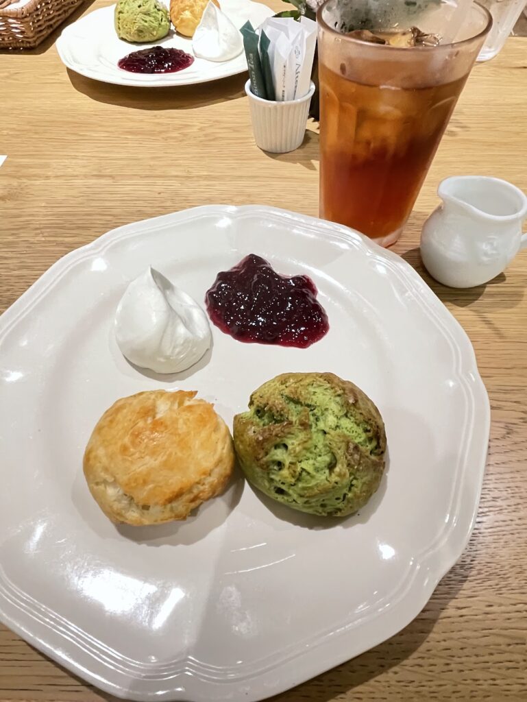 プレーンスコーン＆抹茶のスコーン,オレンジアールグレイティー