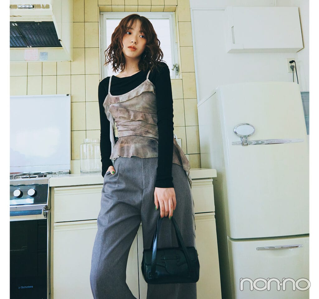 ROPÉ PICNICのオーバージャケット＆パンツのセットアップ着回し6