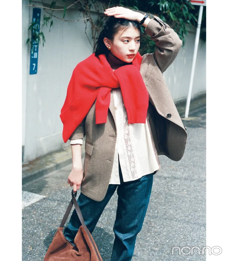 出口夏希の大学生の一週間コーデ、月曜日のデニムスタイル