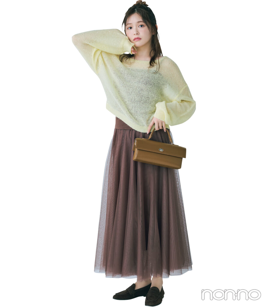 久間田琳加のまろやかバターイエロー+ブラウンの春コーデ4-1