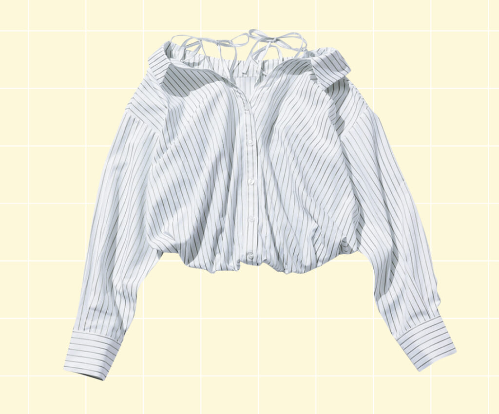 REDYAZELの短丈ストライプのマルチウェイシャツ