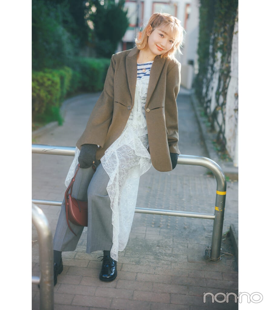 小宮山莉渚のの冬服を使った春スイッチコーデ3