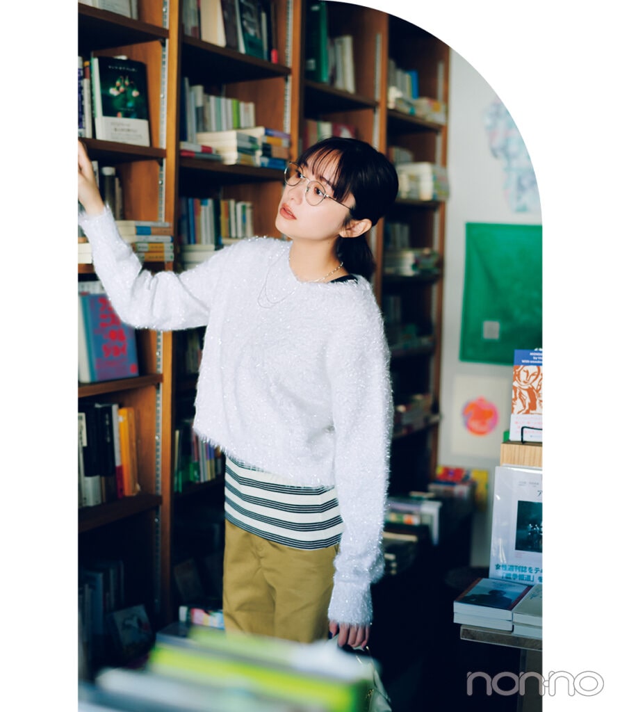 堀田真由がラメニットを冬→春着回し4