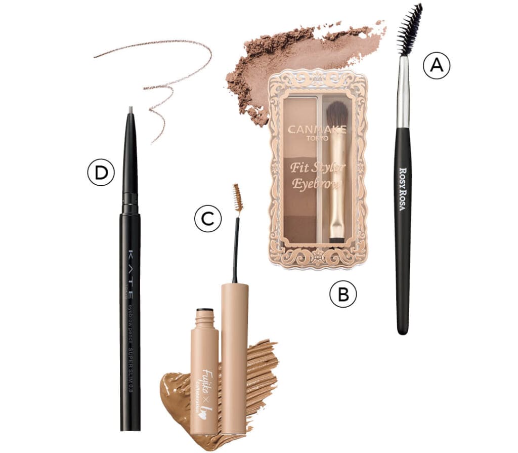 ナチュラル眉を書くおすすめコスメ、ペンシル、パウダー、眉マスカラ、ブラシ