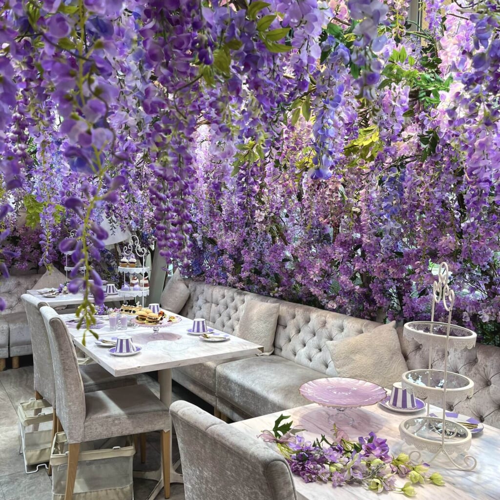 表参道のオートクチュールカフェ 藤の装飾が広がる店内