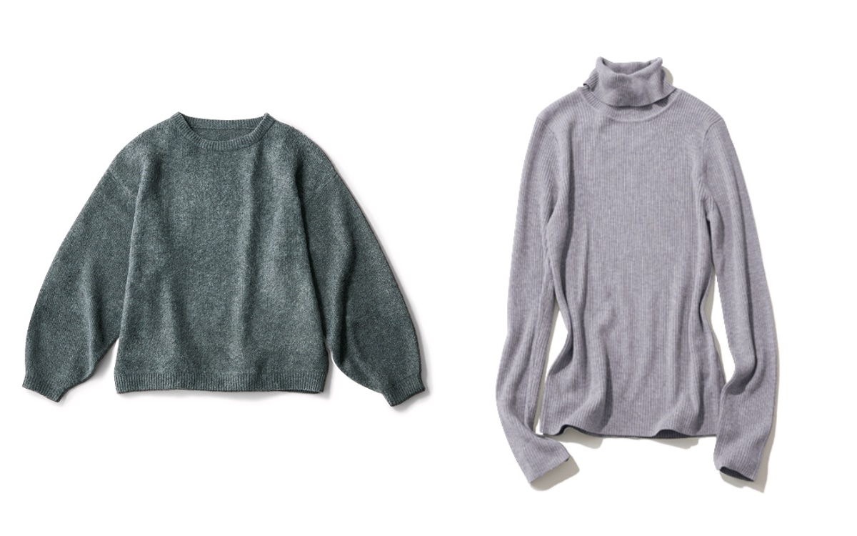定番デザインのグレー色ニット2枚