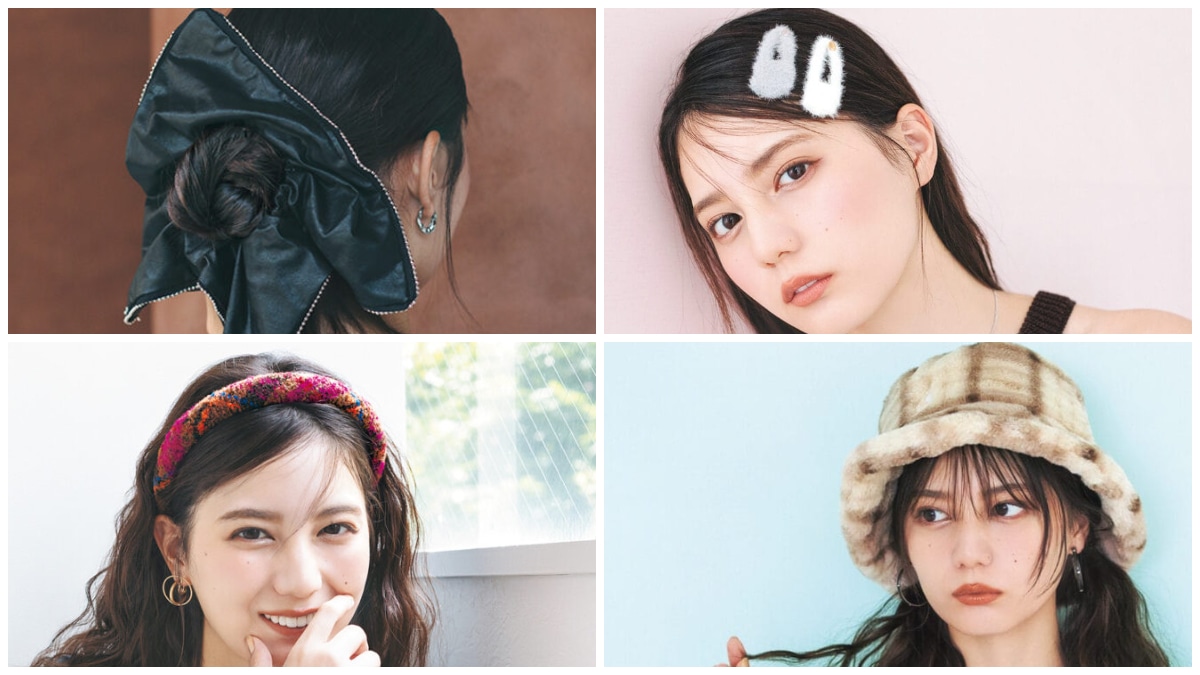 ヘアアクセサリーをつけた女性4体